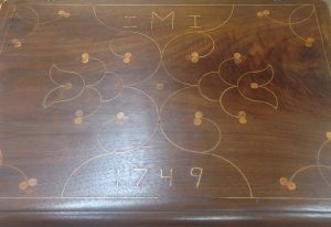 Line and berry inlay is often found on 18th century document boxes from Chester County, PA.